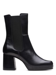 Clarks Black Leather Pique Up Boots - Image 1 of 7