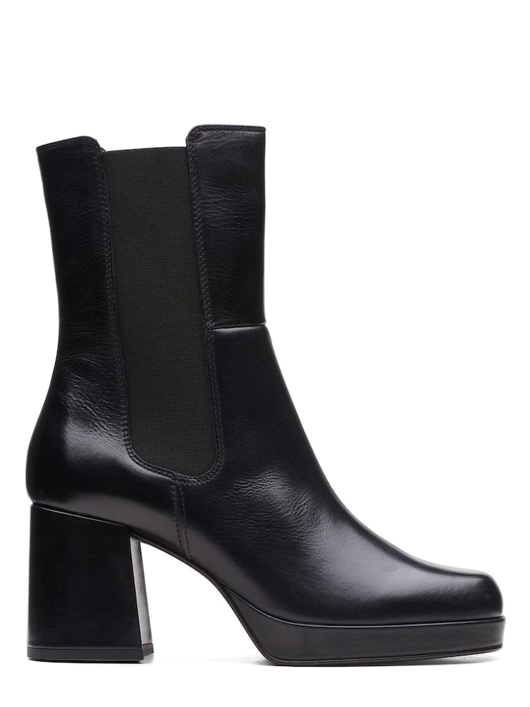 Clarks Black Leather Pique Up Boots - Image 1 of 7