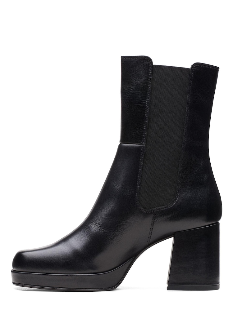 Clarks Black Leather Pique Up Boots - Image 2 of 7
