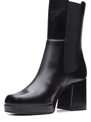 Clarks Black Leather Pique Up Boots - Image 3 of 7