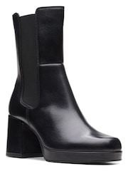 Clarks Black Leather Pique Up Boots - Image 4 of 7