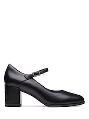 Clarks Black Standard Fit (D) Leather Freva55 Strap Shoes - Image 1 of 7