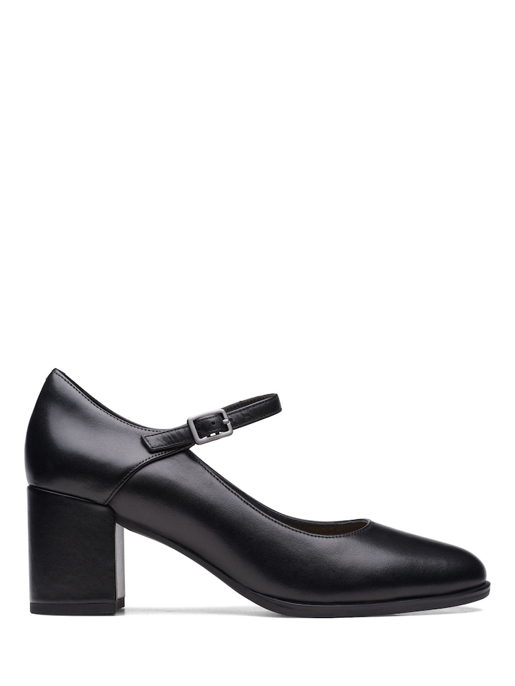 Clarks Black Standard Fit (D) Leather Freva55 Strap Shoes - Image 1 of 7