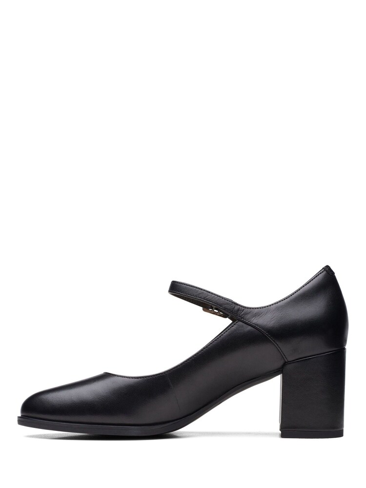 Clarks Black Standard Fit (D) Leather Freva55 Strap Shoes - Image 2 of 7