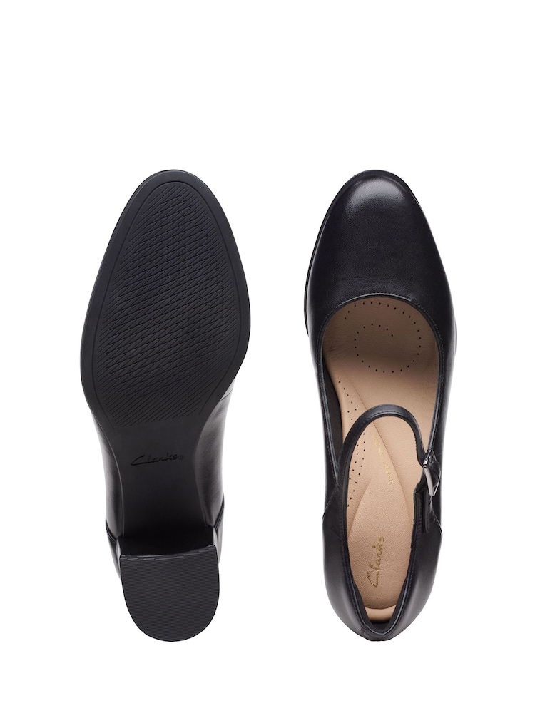 Clarks Black Standard Fit (D) Leather Freva55 Strap Shoes - Image 7 of 7