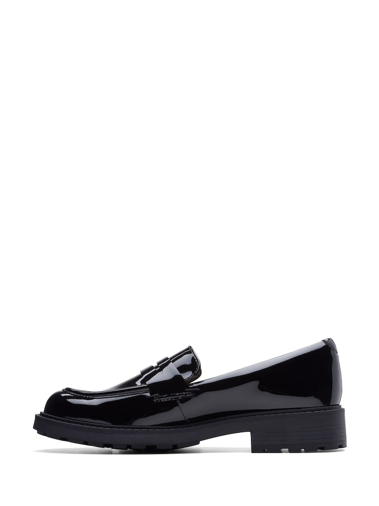 Clarks Dark Black Patent Wide Fit (E) Leather Orinoco Penny Loafer Shoes - Image 2 of 7
