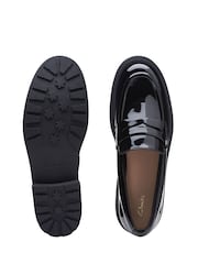 Clarks Dark Black Patent Wide Fit (E) Leather Orinoco Penny Loafer Shoes - Image 7 of 7
