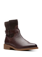 Clarks Brown Combi Cologne Strap Boots - Image 3 of 7