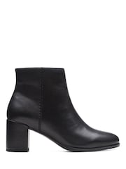 Clarks Black Standard Fit (F) Leather Freva55 Zip Boots - Image 1 of 7