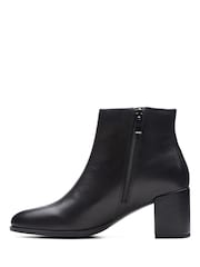 Clarks Black Standard Fit (F) Leather Freva55 Zip Boots - Image 2 of 7