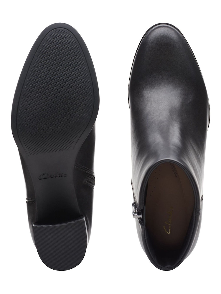 Clarks Black Standard Fit (F) Leather Freva55 Zip Boots - Image 7 of 7