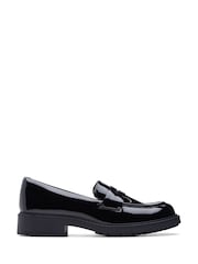 Clarks Dark Black Patent Standard Fit (D) Leather Orinoco Penny Loafer Shoes - Image 1 of 7
