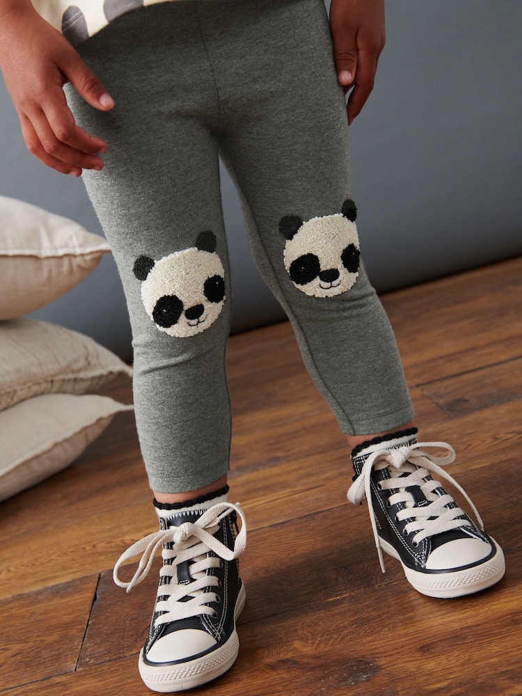 Grey Panda Embroidered Leggings (3mths-7yrs) - Image 1 of 6 Grey Panda Embroidered Leggings (3mths-7yrs) - Image 1 of 6