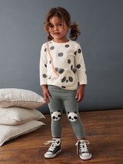 Grey Panda Embroidered Leggings (3mths-7yrs) - Image 2 of 6