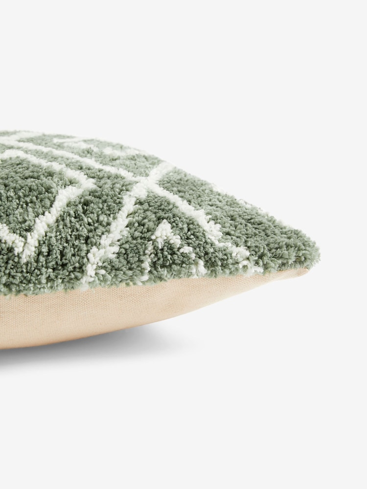 Sage Green Geometric Berber 50 x 30cm Cushion - Image 2 of 5