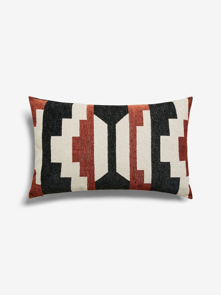 Coussin aztèque texturé à motif géométrique - Image 3 of 4