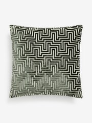 Bottle Green Cut Velvet Maze Geo Cushion - Image 3 of 4