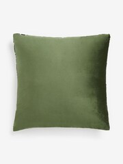 Bottle Green Cut Velvet Maze Geo Cushion - Image 4 of 4