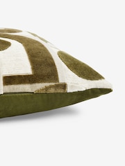 Dark Green Hurley Cut Velvet Cushion - Image 2 of 5