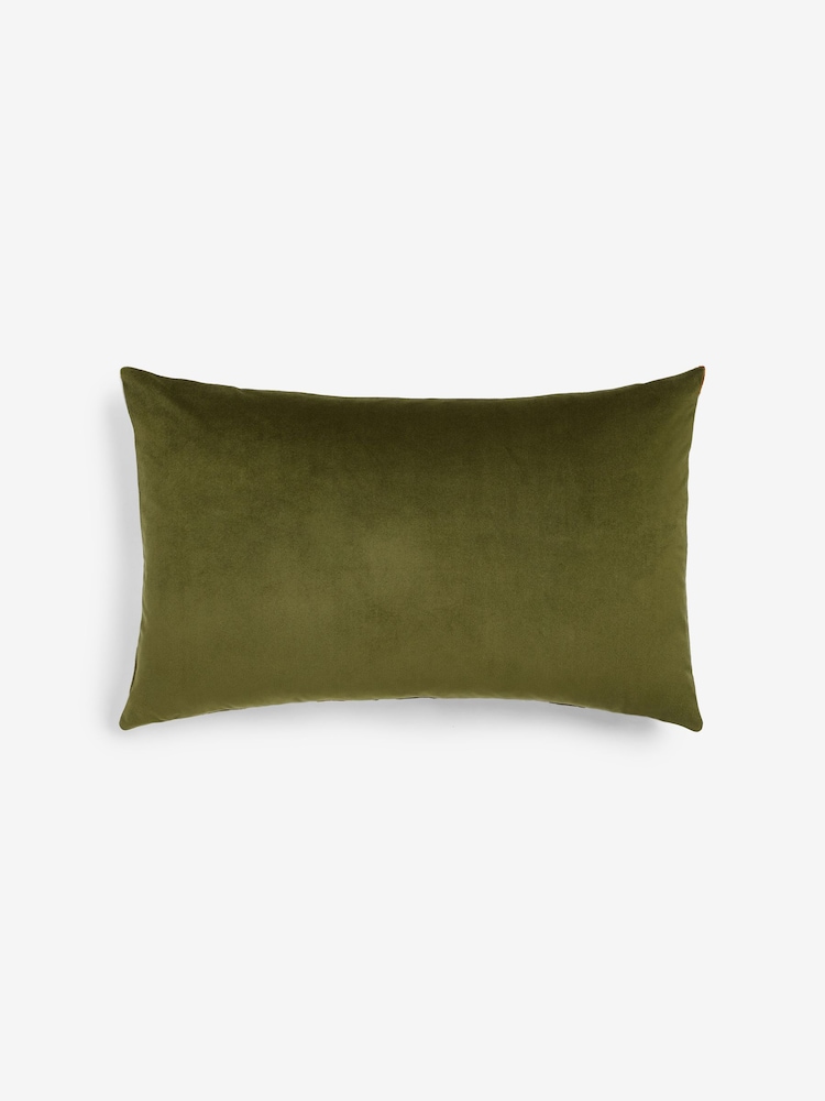 Dark Green Hurley Cut Velvet Cushion - Image 5 of 5