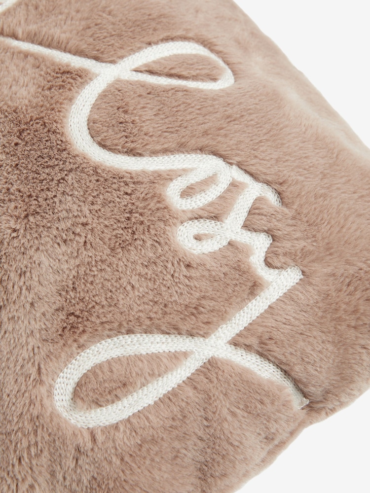 Natural Stay Cosy Faux Fur 50 x 30cm Cushion - Image 5 of 5