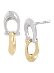 COACH Gold Tone Signature C Double Drop Stud Earrings - Image 1 of 2