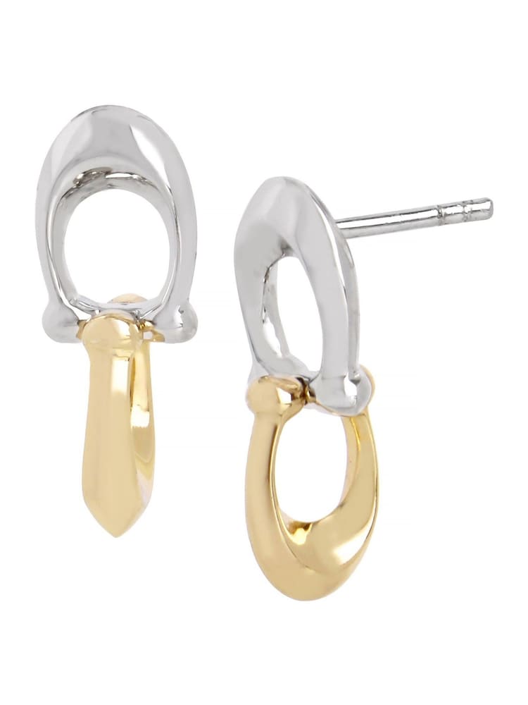 COACH Gold Tone Signature C Double Drop Stud Earrings - Image 1 of 2