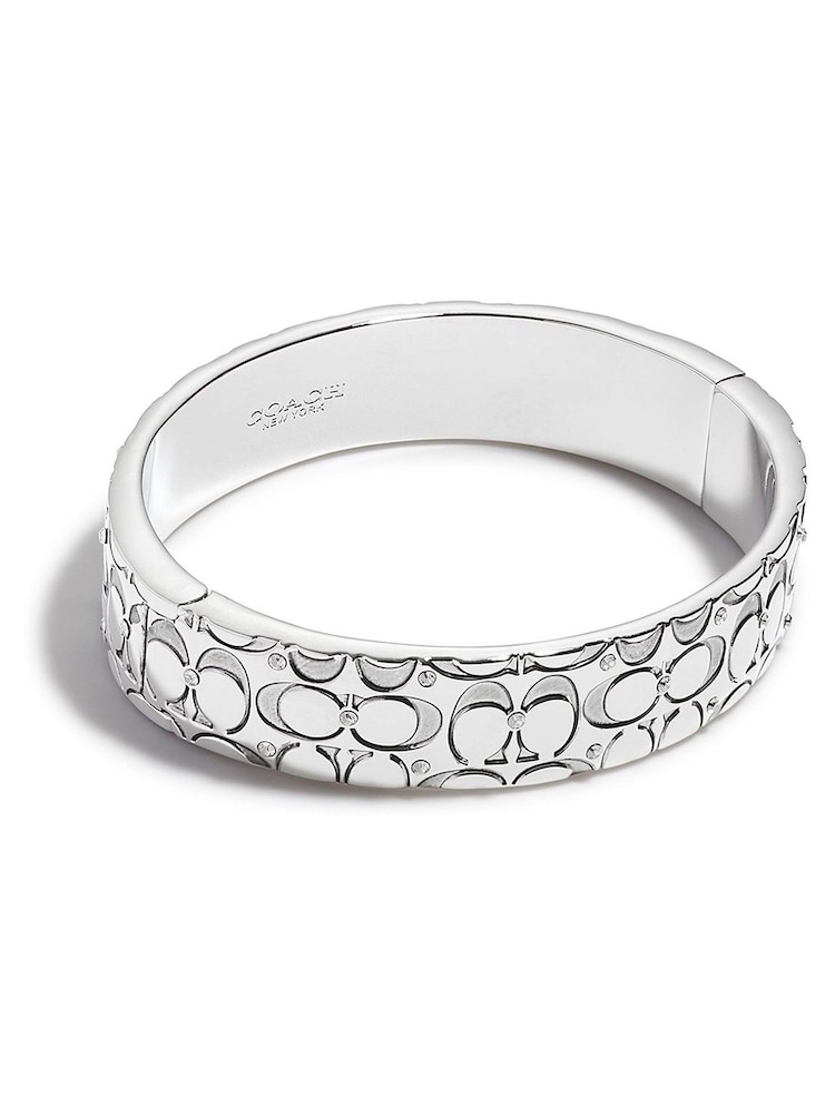 COACH Silver Quilted C Hinged Bangle Bracelet - Image 1 of 2
