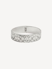 COACH Silver Tone Quilted C Hinged Bangle Bracelet - Image 4 of 5
