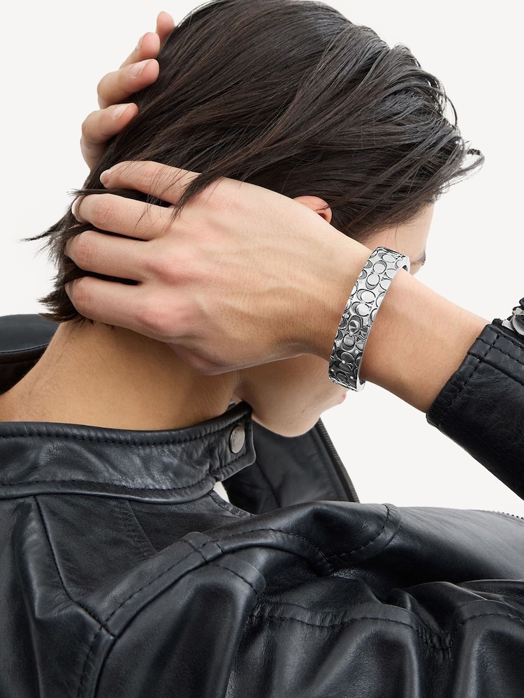 COACH Silver Tone Quilted C Hinged Bangle Bracelet - Image 6 of 6
