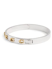 COACH Silver Two Tone Signature C Hinged Bangle Bracelet - Image 4 of 6