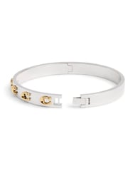 COACH Silver Two Tone Signature C Hinged Bangle Bracelet - Image 5 of 6