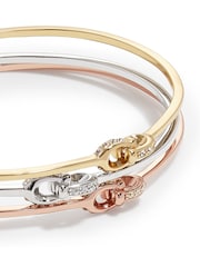 COACH Gold Tone Interlocking Signature C Stone Bangle Bracelet Set - Image 3 of 4