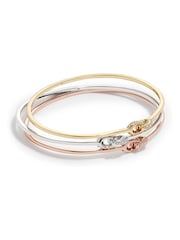 COACH Gold Tone Interlocking Signature C Stone Bangle Bracelet Set - Image 4 of 4