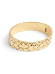 COACH Gold Tone Quilted C Hinged Bangle Bracelet - Image 4 of 6