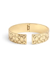 COACH Gold Tone Quilted C Hinged Bangle Bracelet - Image 6 of 6