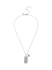 COACH Silver Quilted C Tag Pendant Necklace - Image 2 of 3