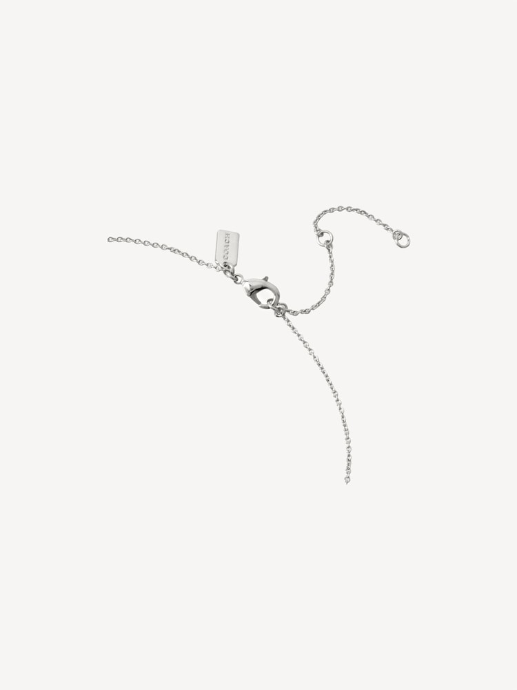COACH Silver Tone Quilted C Tag Pendant Necklace - Image 2 of 3 COACH Silver Tone Quilted C Tag Pendant Necklace - Image 2 of 3