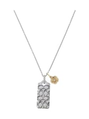 COACH Silver Quilted C Tag Pendant Necklace - Image 3 of 3