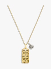 COACH Gold Tone Quilted C Tag Pendant Necklace - Image 2 of 3