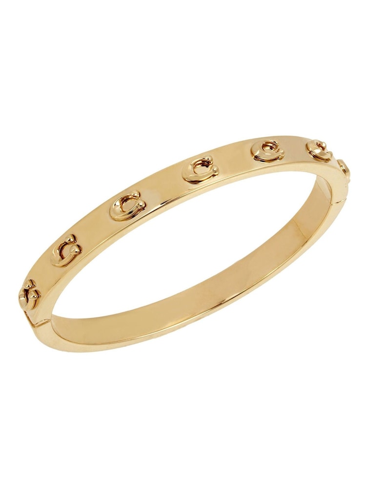 COACH Two Tone Signature C Hinged Bangle Bracelet - Image 2 of 2