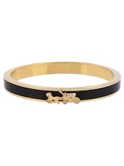 COACH Horse And Carriage Enamel Hinged Black Bangle Bracelet - Image 1 of 3