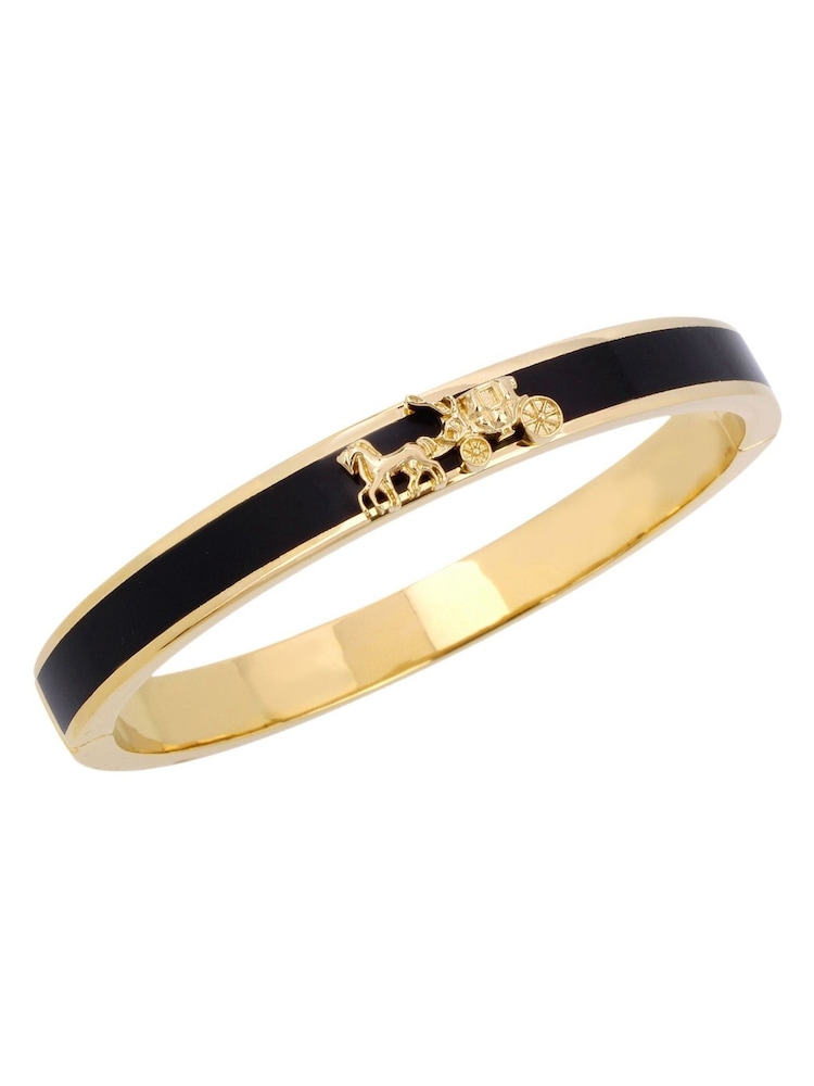 COACH Horse And Carriage Enamel Hinged Black Bangle Bracelet - Image 2 of 3