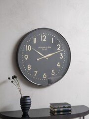 Libra Interiors Black Christopher Wall Clock 76cm - Image 1 of 3