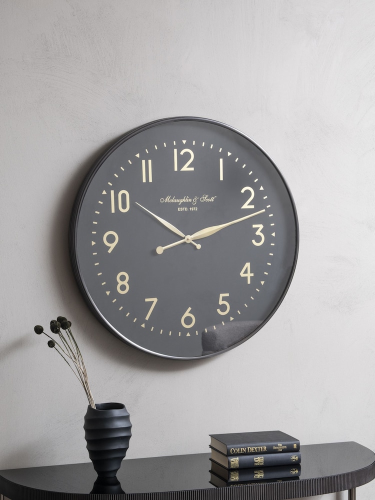 Libra Interiors Black Christopher Wall Clock 76cm - Image 1 of 3