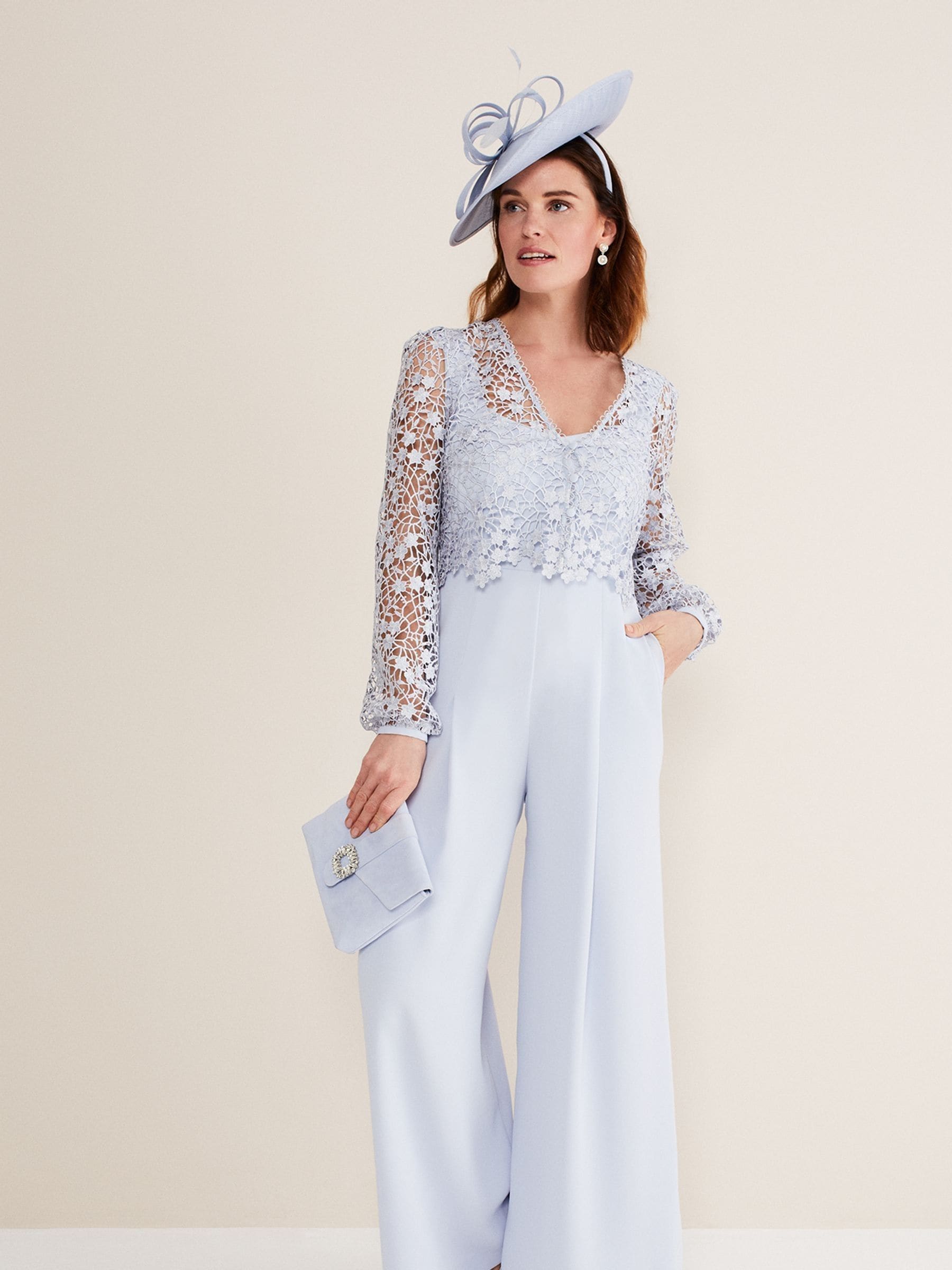 Phase Eight Blue Mariposa Lace Jumpsuit