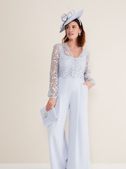 Phase Eight Blue Mariposa Lace Jumpsuit - Image 1 of 6