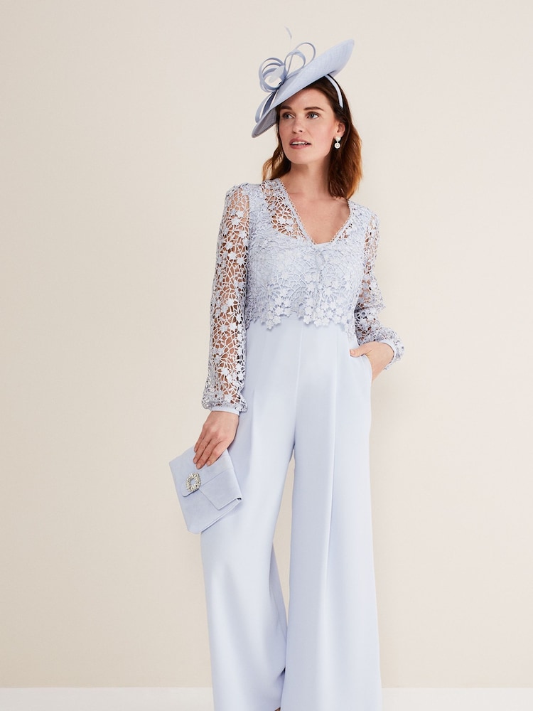 Phase Eight Blue Mariposa Lace Jumpsuit - Image 1 of 6