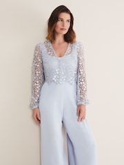 Phase Eight Blue Mariposa Lace Jumpsuit - Image 4 of 6