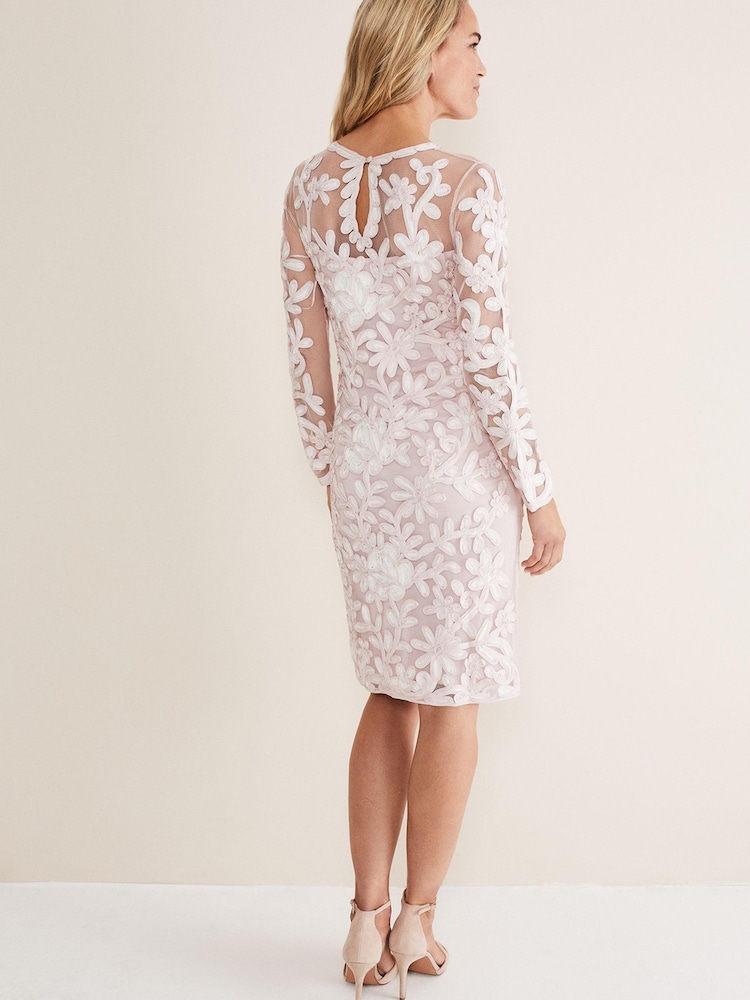 Phase Eight Pink Annika Tapework Dress - Image 2 of 6